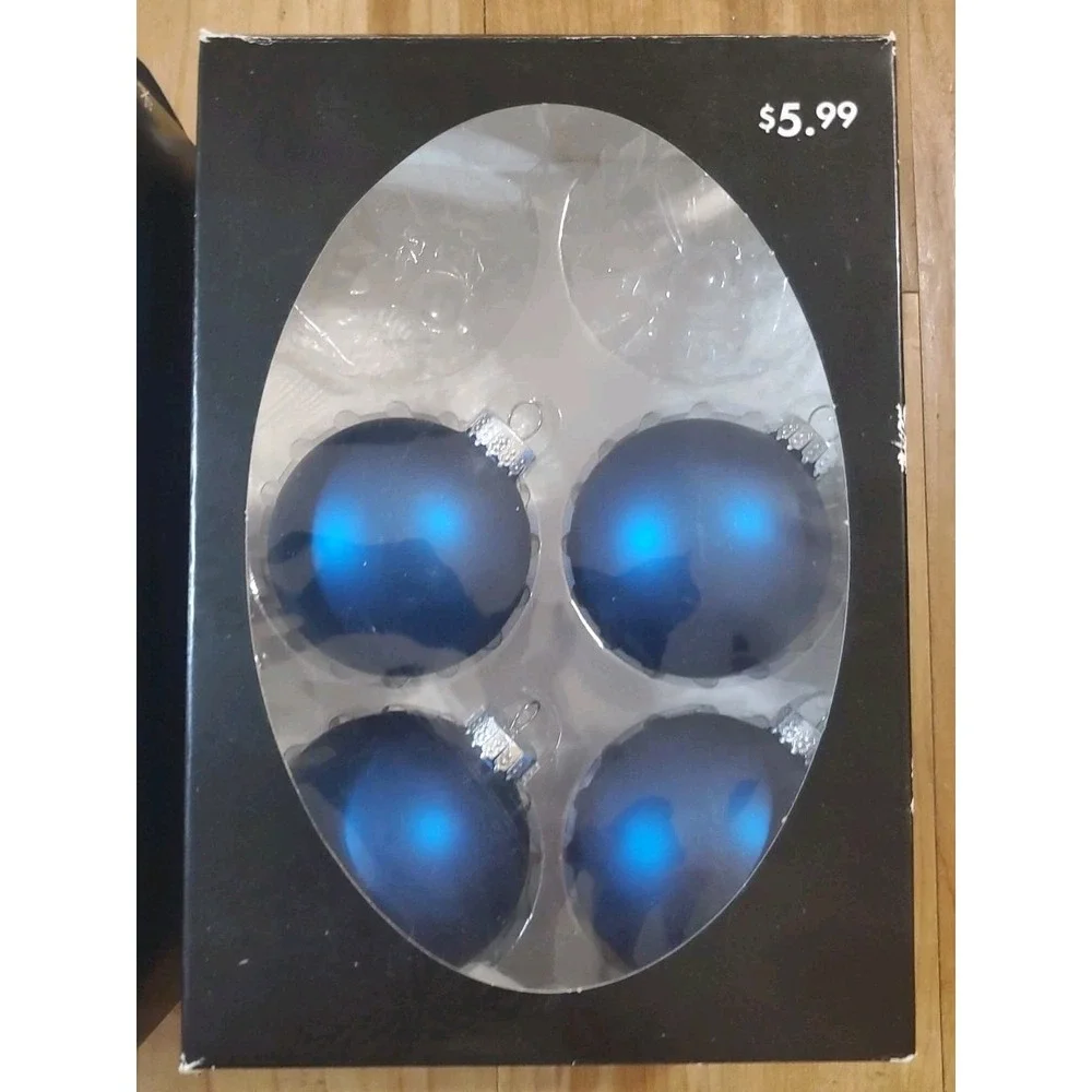 2015 Christmas Shoppe Blue Matte Glass Balls Christmas Ornaments Lot‎ Of 16